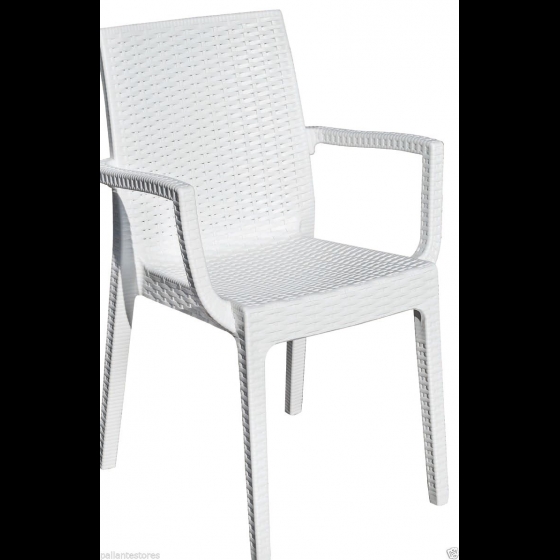 10 POLTRONE SEDIA RESINA DAFNE BIANCO EFFETTO RATTAN PER TERRAZZI BAR